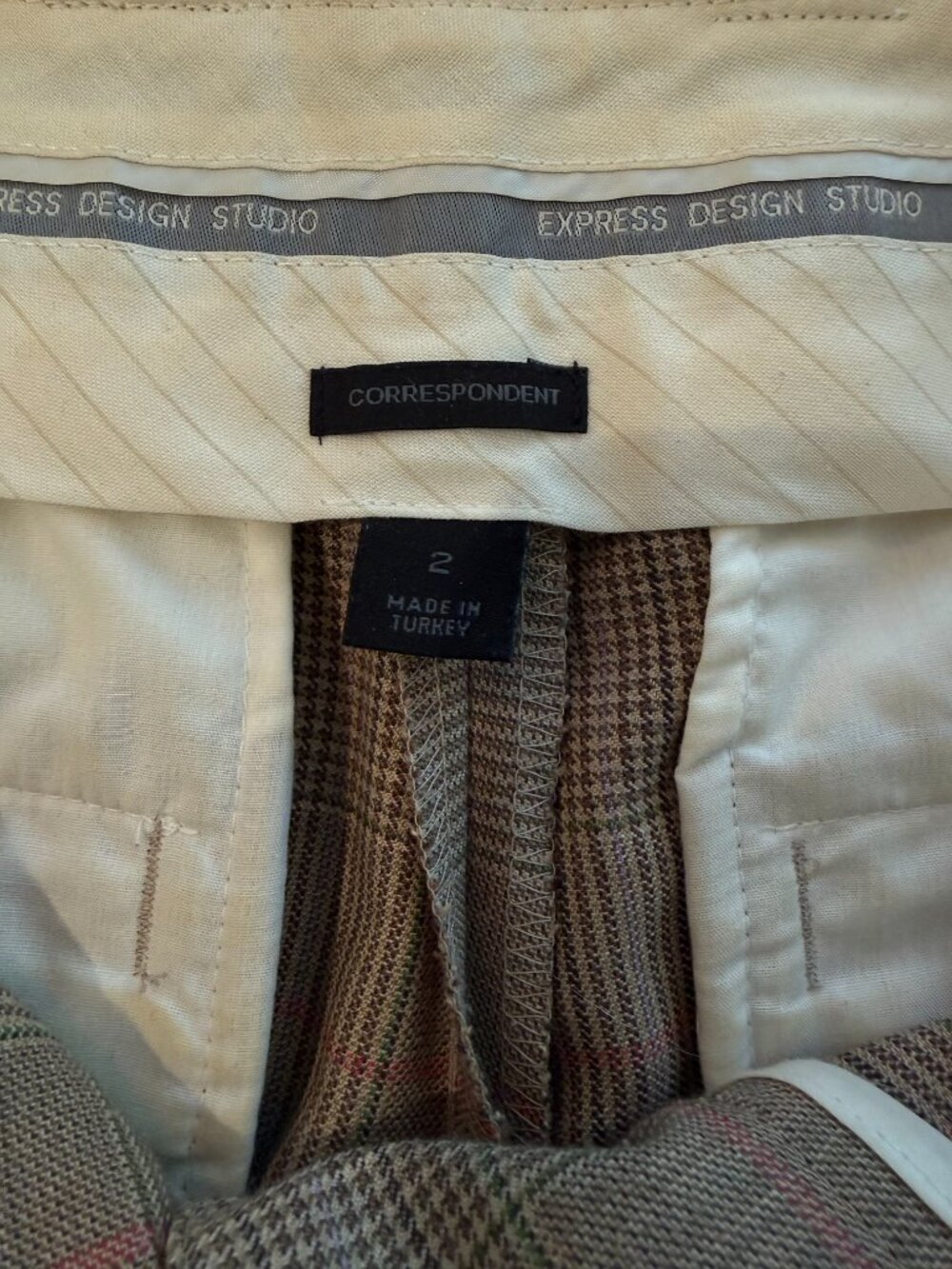 Plaid Tan Slacks - Picture 2 of 3